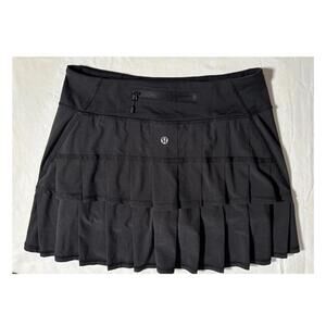 LULULEMON Run: Pace Setter Skirt *Tall Sz 4 Tall Black Lined Golf Tennis 🎾